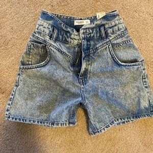 Pull & bear acid wash high waisted shorts